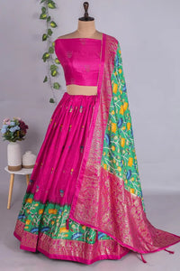 Pink Color Dola Silk Designer Kalamkari Print Lehenga Choli